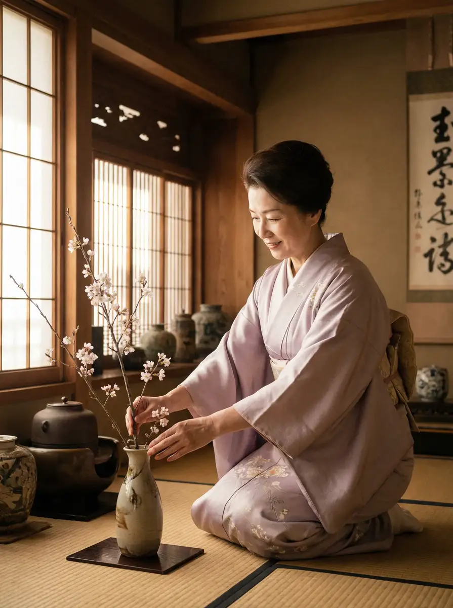 一位优雅的 神马达达兔电影免费观看 在和室中插花
